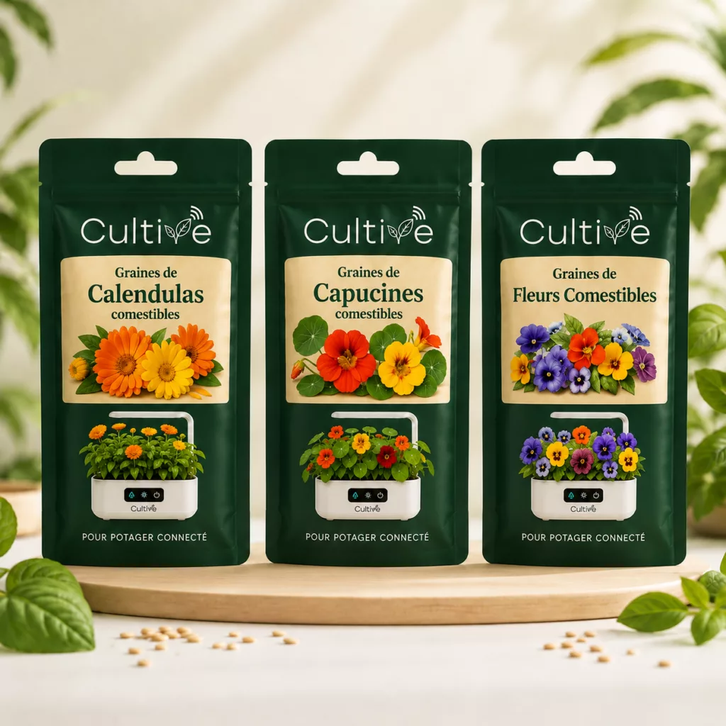 Recharges de fleurs comestibles pour potager connecté