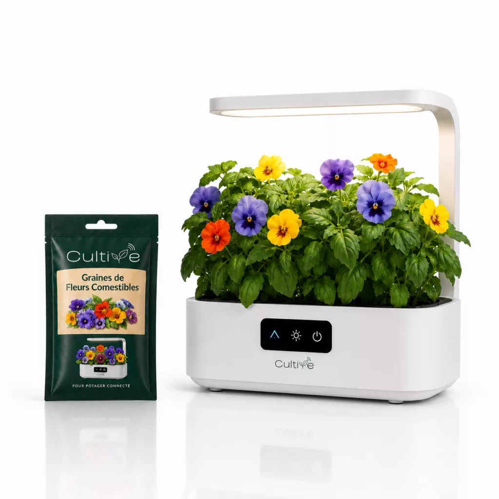 Potager connecté et graines fleurs comestibles