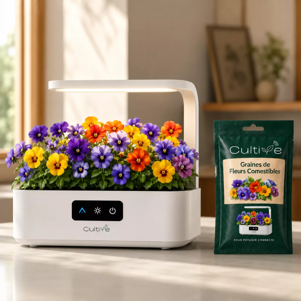 Potager connecté et graines fleurs comestibles 2